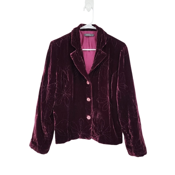 Silkwear Vintage Women's Silk Blend Velvet Button Front Jacket - M - Picture 1 of 7